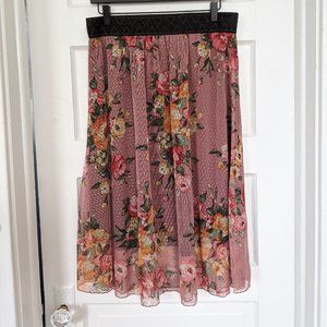 Lula Roe Pink Floral Lola Skirt